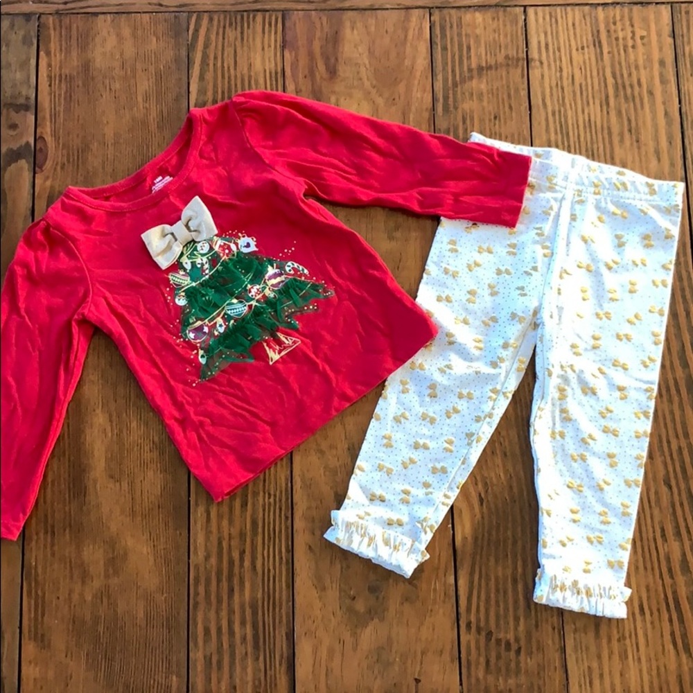 Gold Bow Christmas outfit